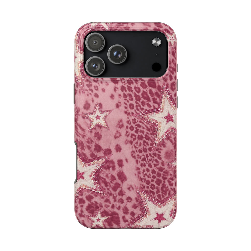 PINK LEOPARD GOLD STARS PHONE CASE