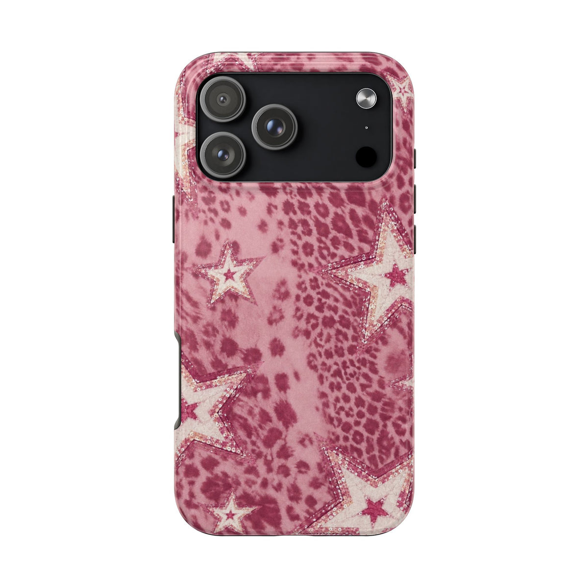PINK LEOPARD GOLD STARS PHONE CASE