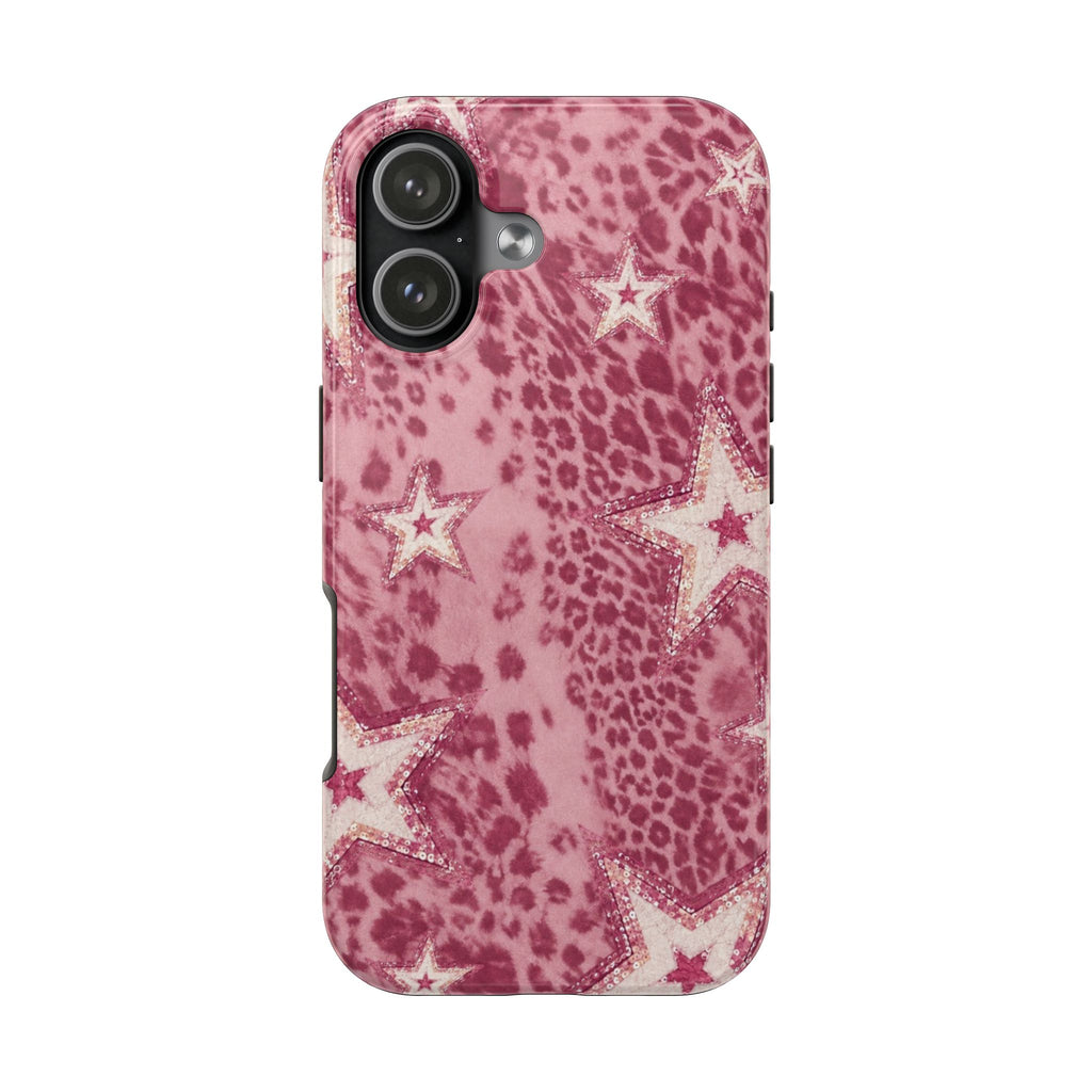 PINK LEOPARD GOLD STARS PHONE CASE