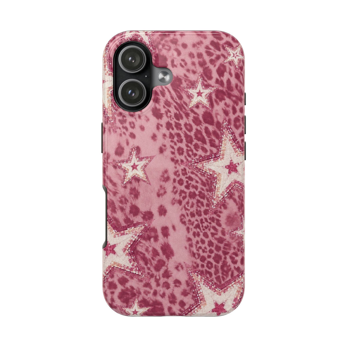 PINK LEOPARD GOLD STARS PHONE CASE