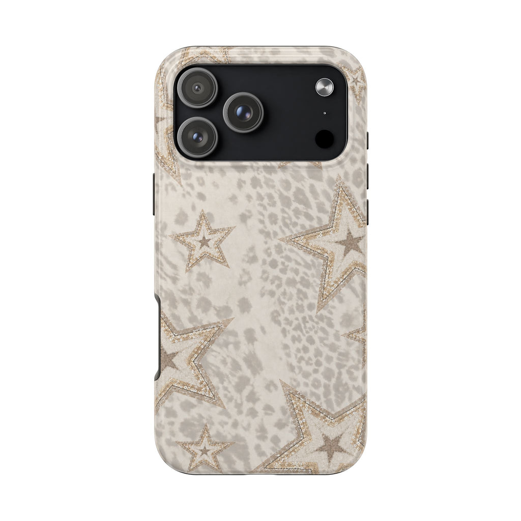 IVORY LEOPARD GOLD STARS PHONE CASE