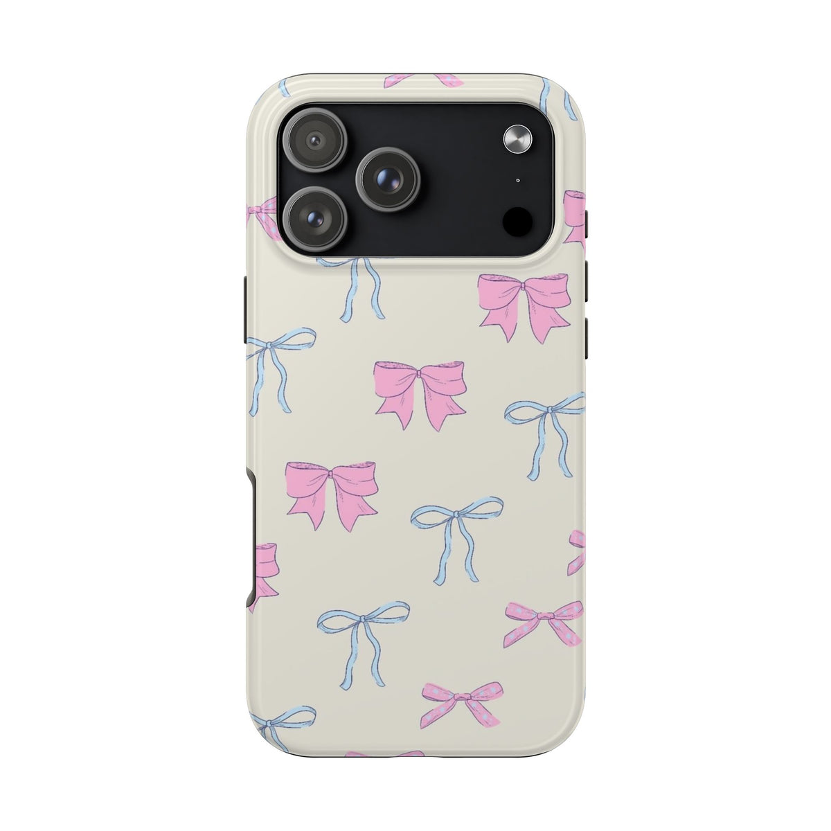 IVORY PINK & BLUE COQUETTE BOWS PHONE CASE