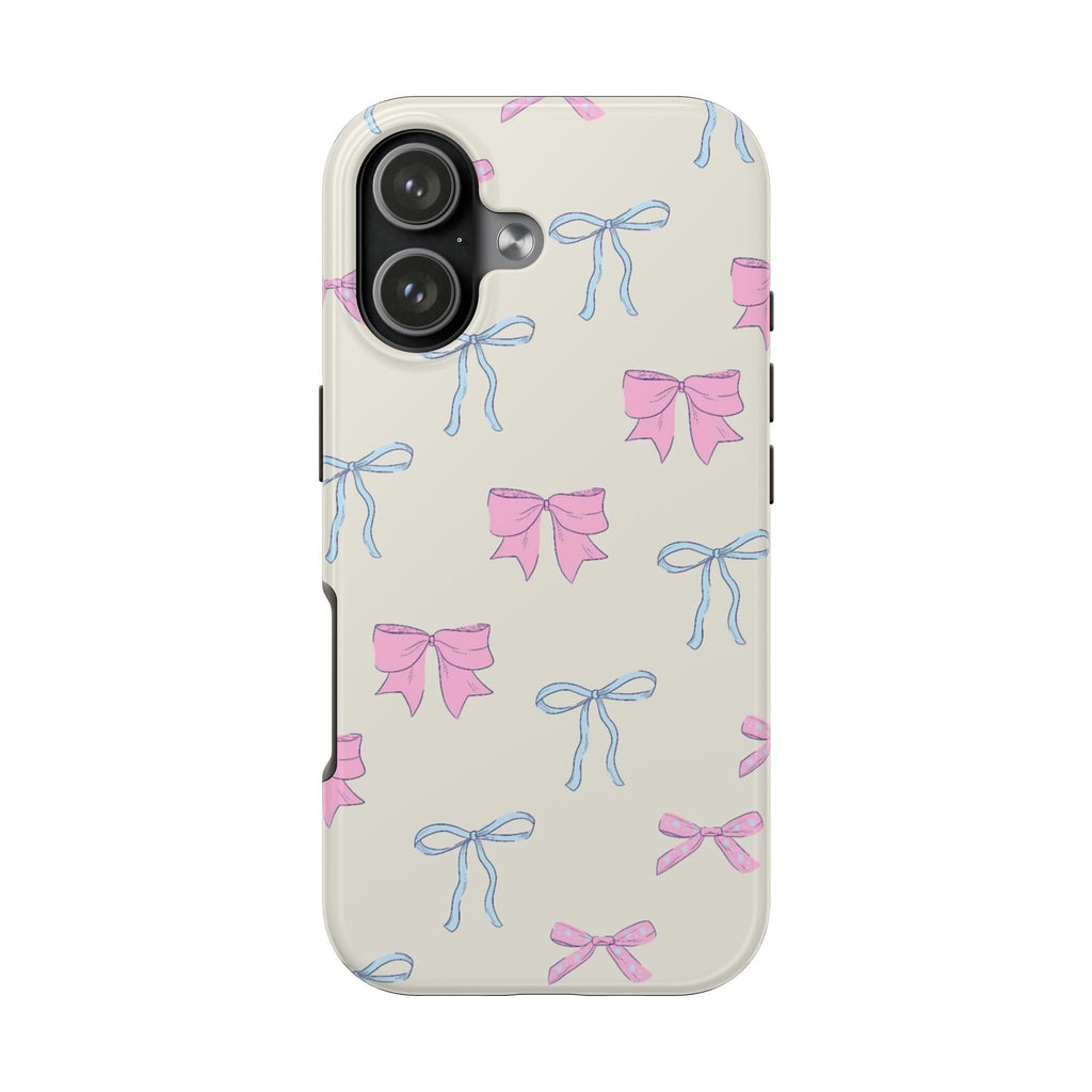 IVORY PINK & BLUE COQUETTE BOWS PHONE CASE