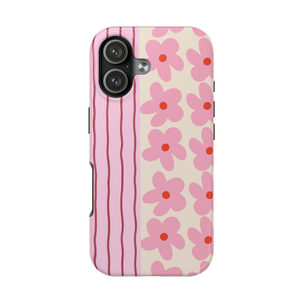 PINK STRIPES & DAISIES PHONE CASE
