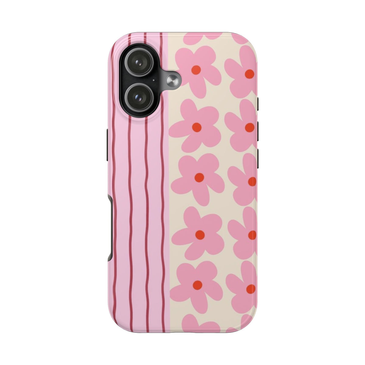 PINK STRIPES & DAISIES PHONE CASE