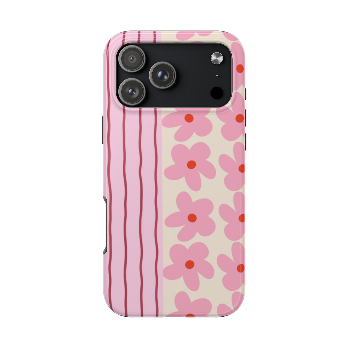 PINK STRIPES & DAISIES PHONE CASE