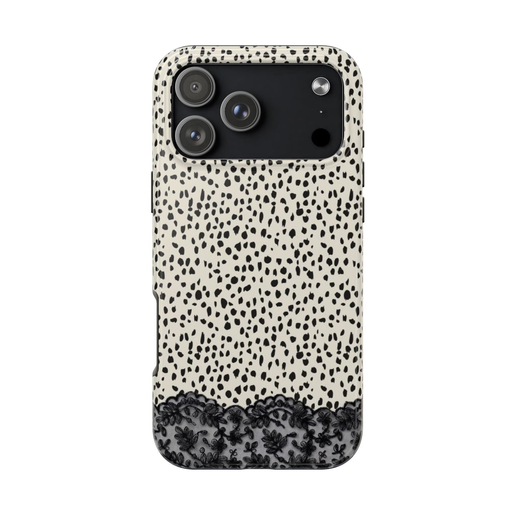 BLACK LACE & DOTS PHONE CASE