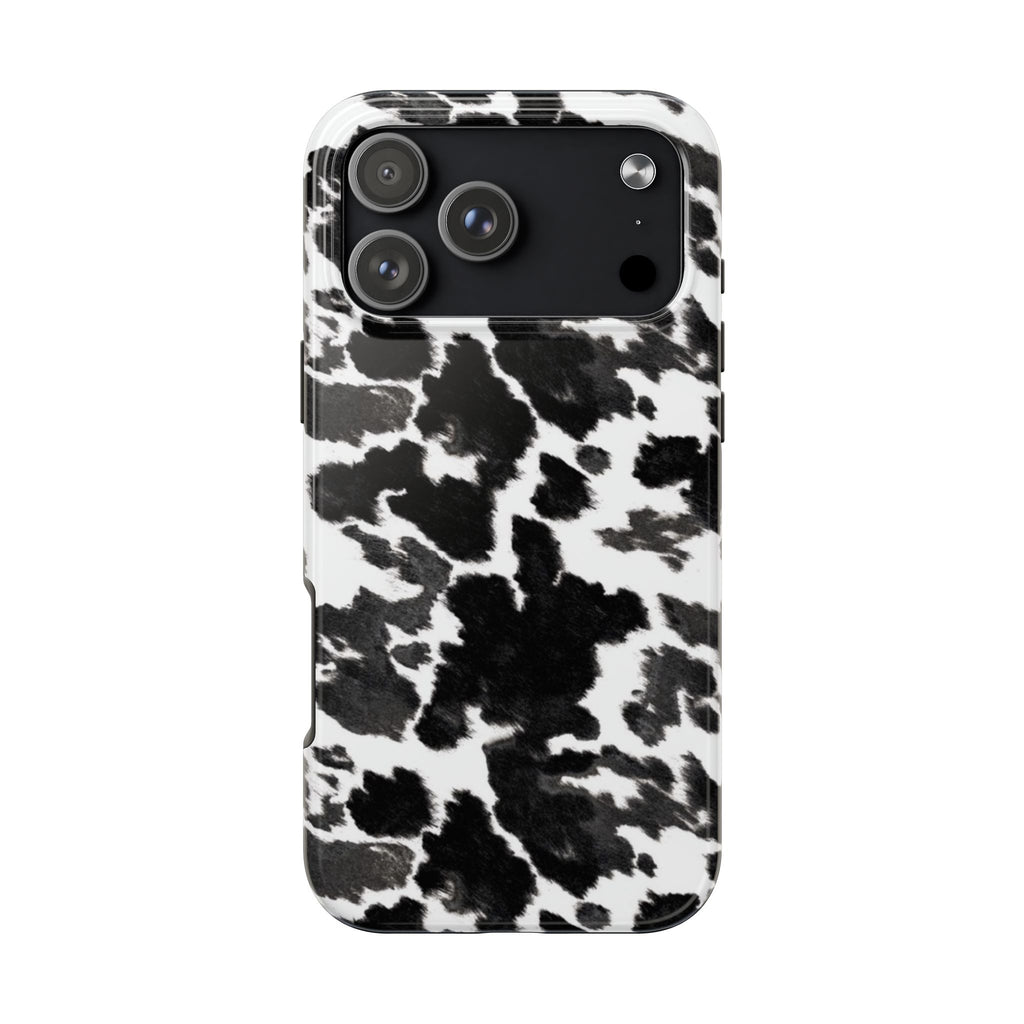 BLACK COWHIDE PHONE CASE
