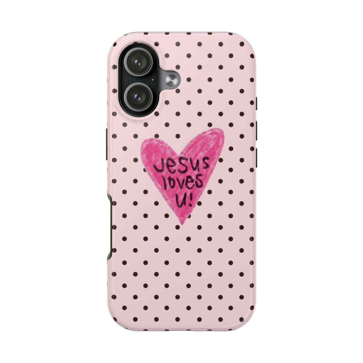 PINK POLKA DOTS JESUS LOVES U PHONE CASE