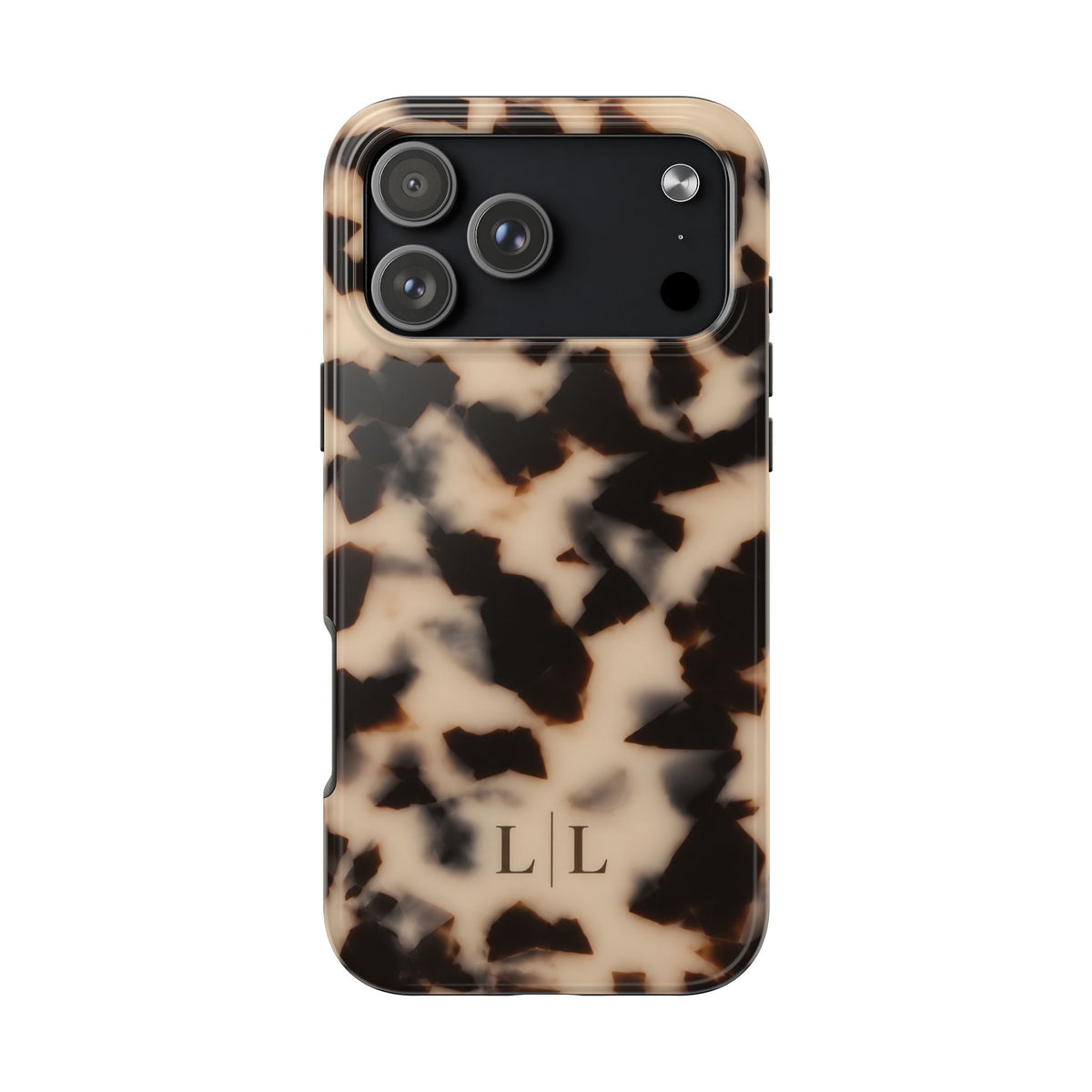 PERSONALIZED BEIGE MARBLE TORTOISE SHELL MONOGRAM INITIALS CUSTOM PHONE CASE