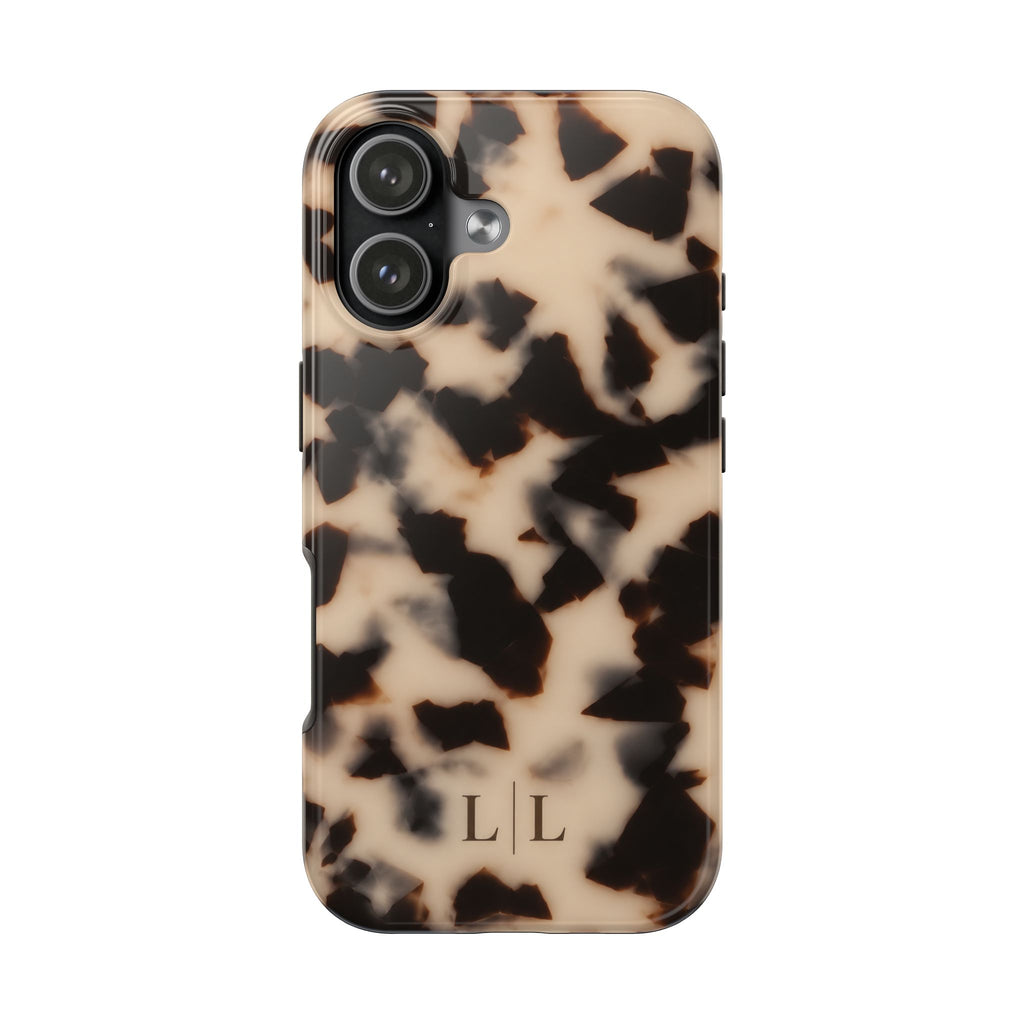 PERSONALIZED BEIGE MARBLE TORTOISE SHELL MONOGRAM INITIALS CUSTOM PHONE CASE