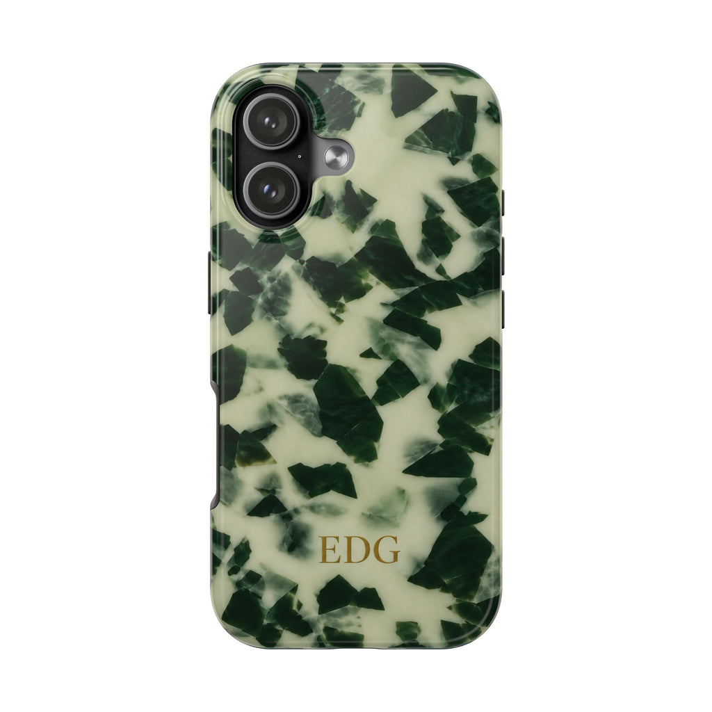 PERSONALIZED GREEN MARBLE TORTOISE SHELL MONOGRAM INITIALS CUSTOM PHONE CASE