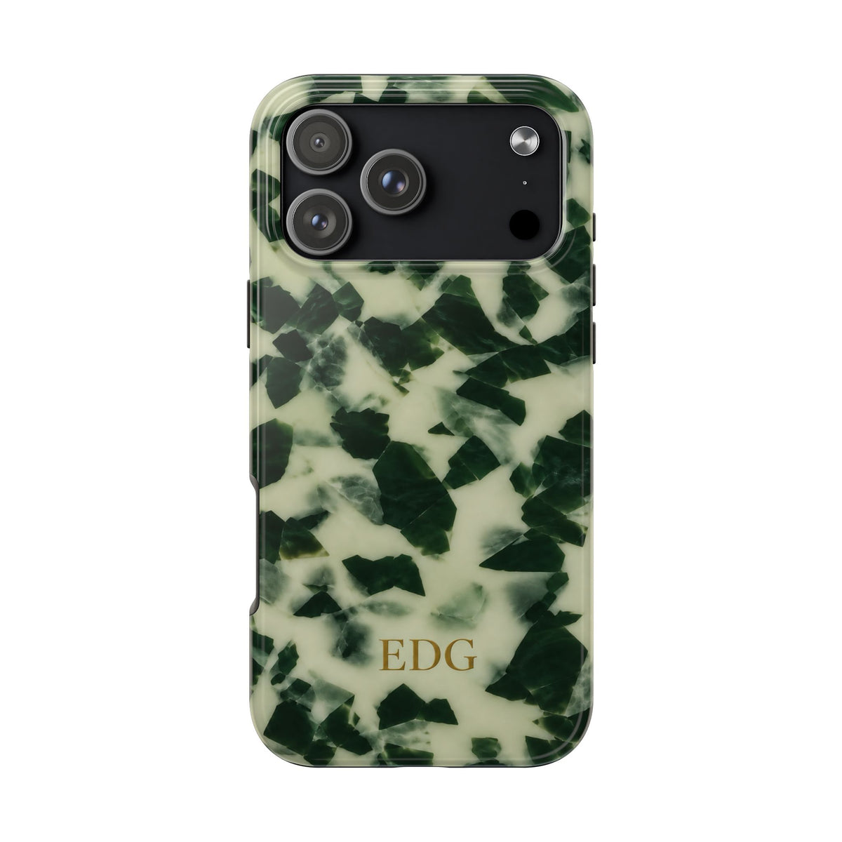 PERSONALIZED GREEN MARBLE TORTOISE SHELL MONOGRAM INITIALS CUSTOM PHONE CASE