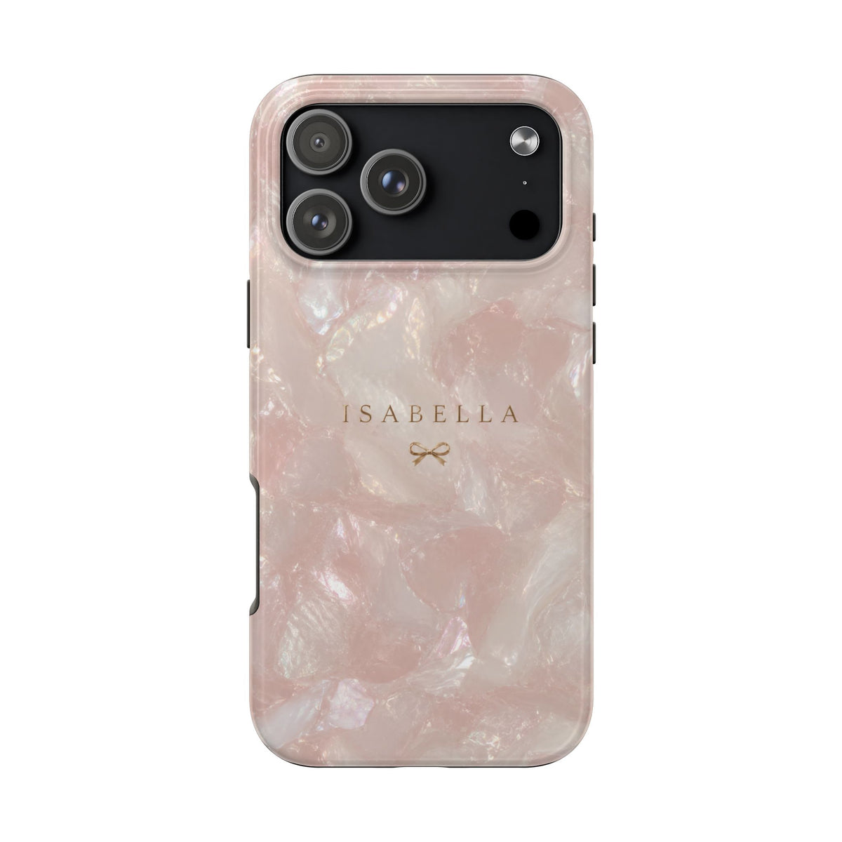 PERSONALIZED BABY PINK MARBLE BOW MONOGRAM INITIALS CUSTOM PHONE CASE