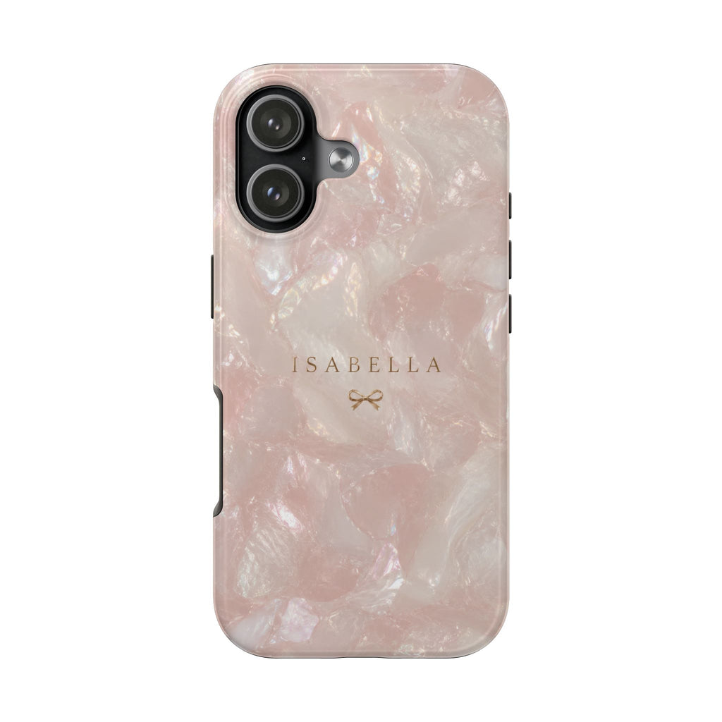 PERSONALIZED BABY PINK MARBLE BOW MONOGRAM INITIALS CUSTOM PHONE CASE