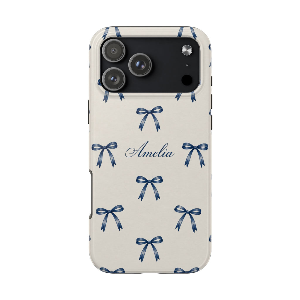 PERSONALIZED BLUE BOWS CUSTOM PHONE CASE