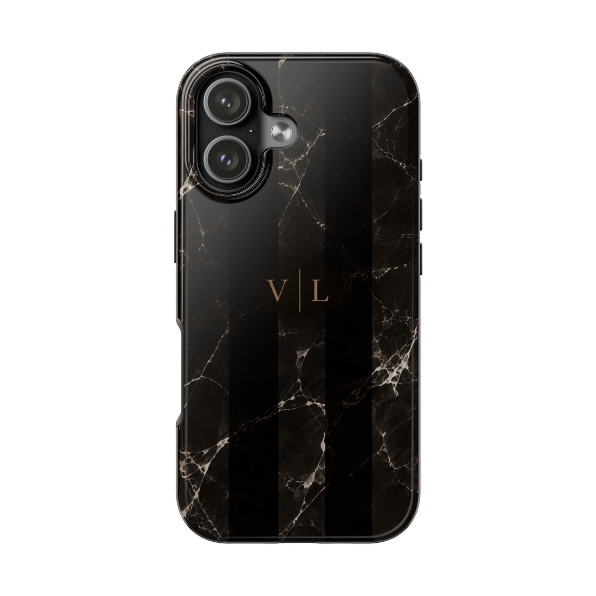 PERSONALIZED BLACK MARBLE STRIPES CUSTOM NAME PHONE CASE