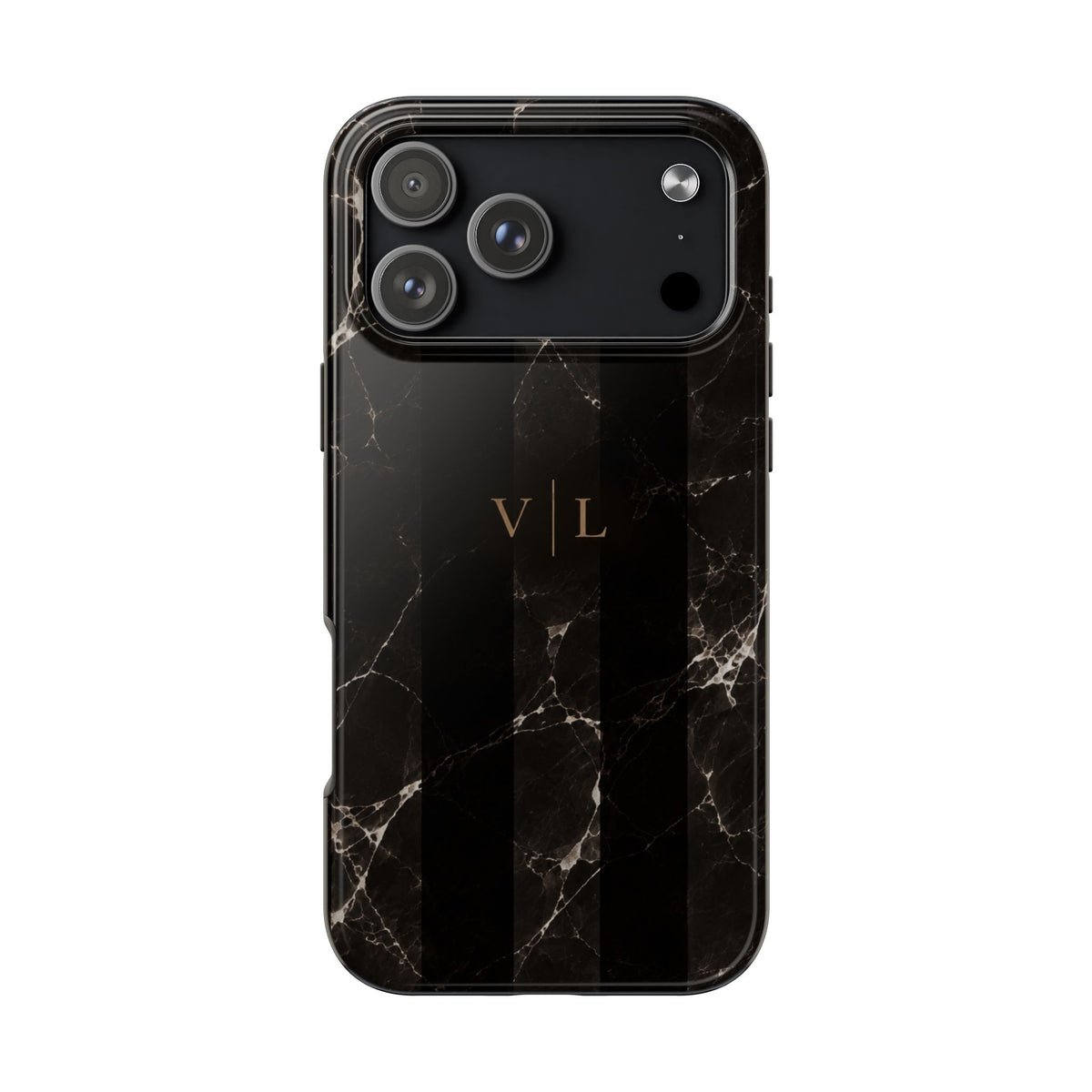 PERSONALIZED BLACK MARBLE STRIPES CUSTOM NAME PHONE CASE