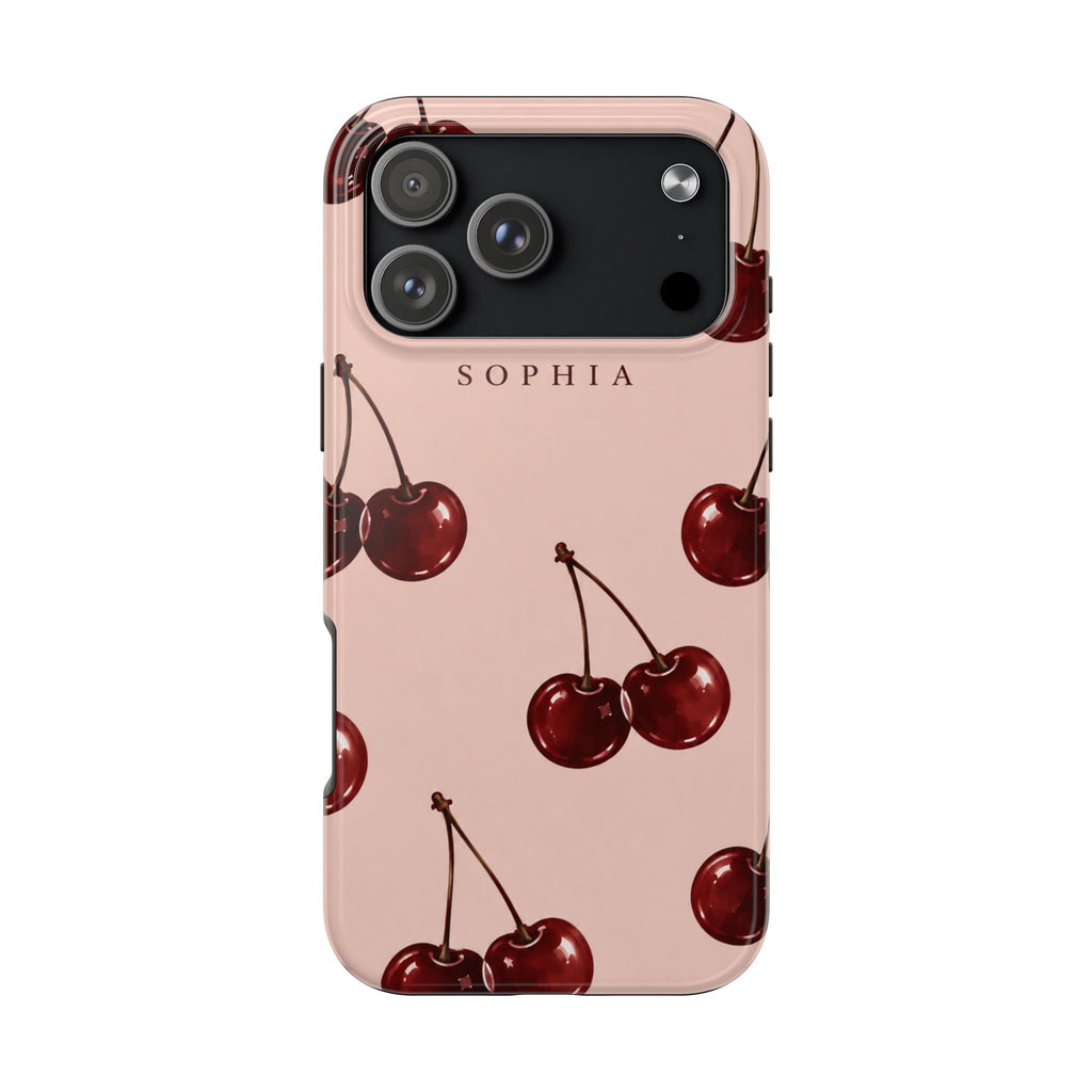 PERSONALIZED PINK CHERRY CUSTOM NAME PHONE CASE