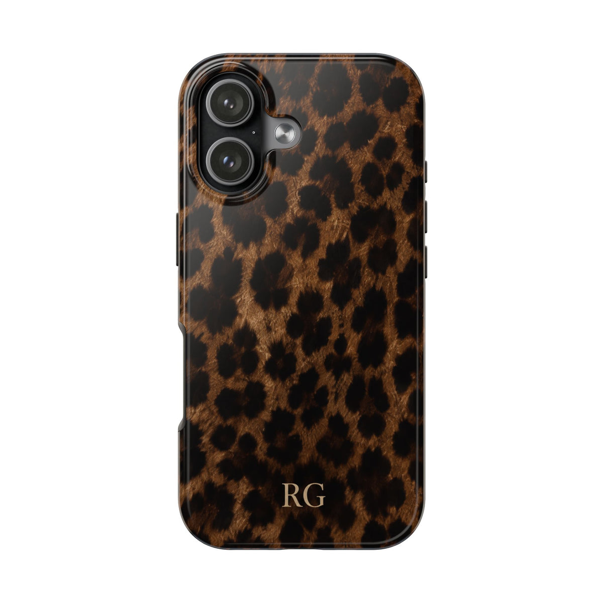 PERSONALIZED BROWN CHEETAH CUSTOM MONOGRAM INITIALS PHONE CASE