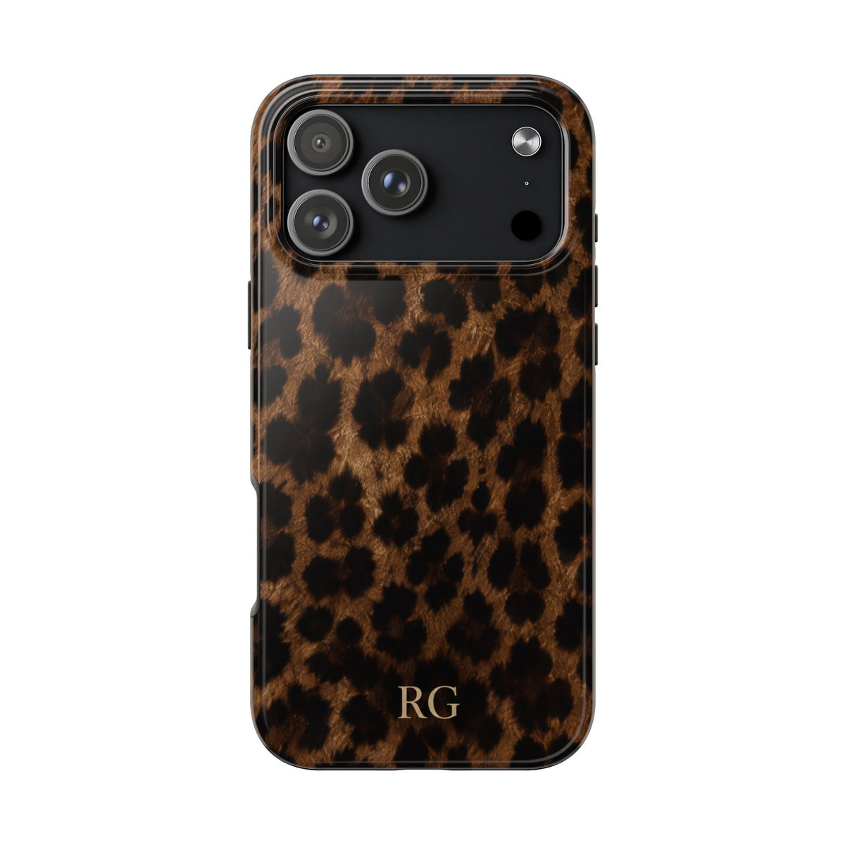 PERSONALIZED BROWN CHEETAH CUSTOM MONOGRAM INITIALS PHONE CASE