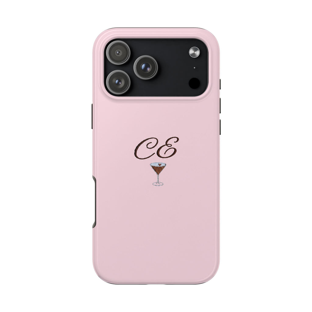 PERSONALIZED PINK MONOGRAM INITIALS ESPRESSO MARTINI CUSTOM NAME PHONE CASE