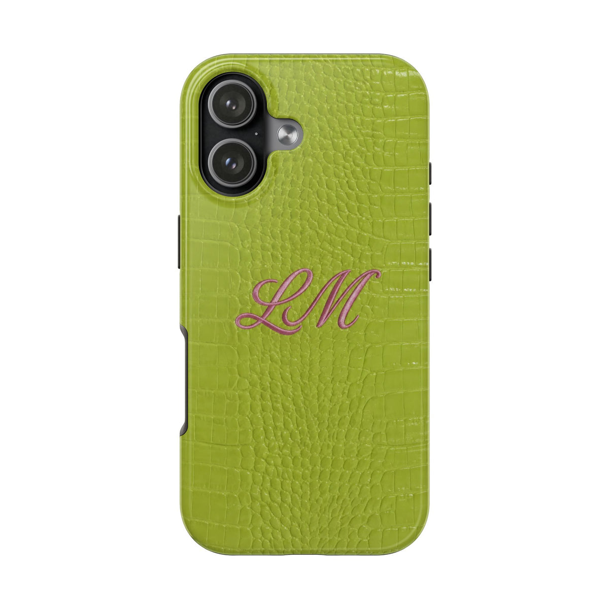 PERSONALIZED LIME GREEN CROC MONOGRAM INITIALS CUSTOM NAME PHONE CASE