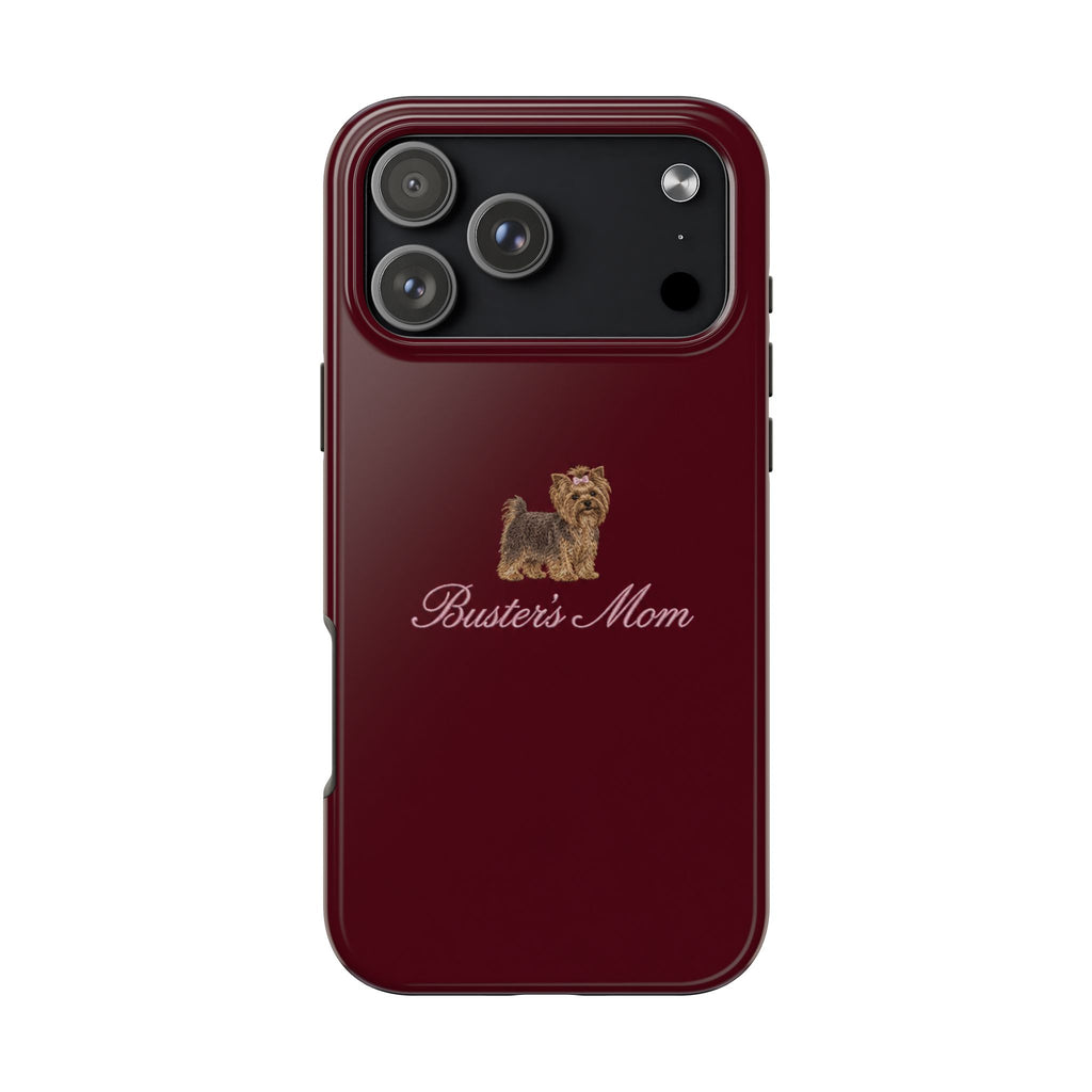 PERSONALIZED BURGUNDY YORKI DOG MOM CUSTOM NAME PHONE CASE