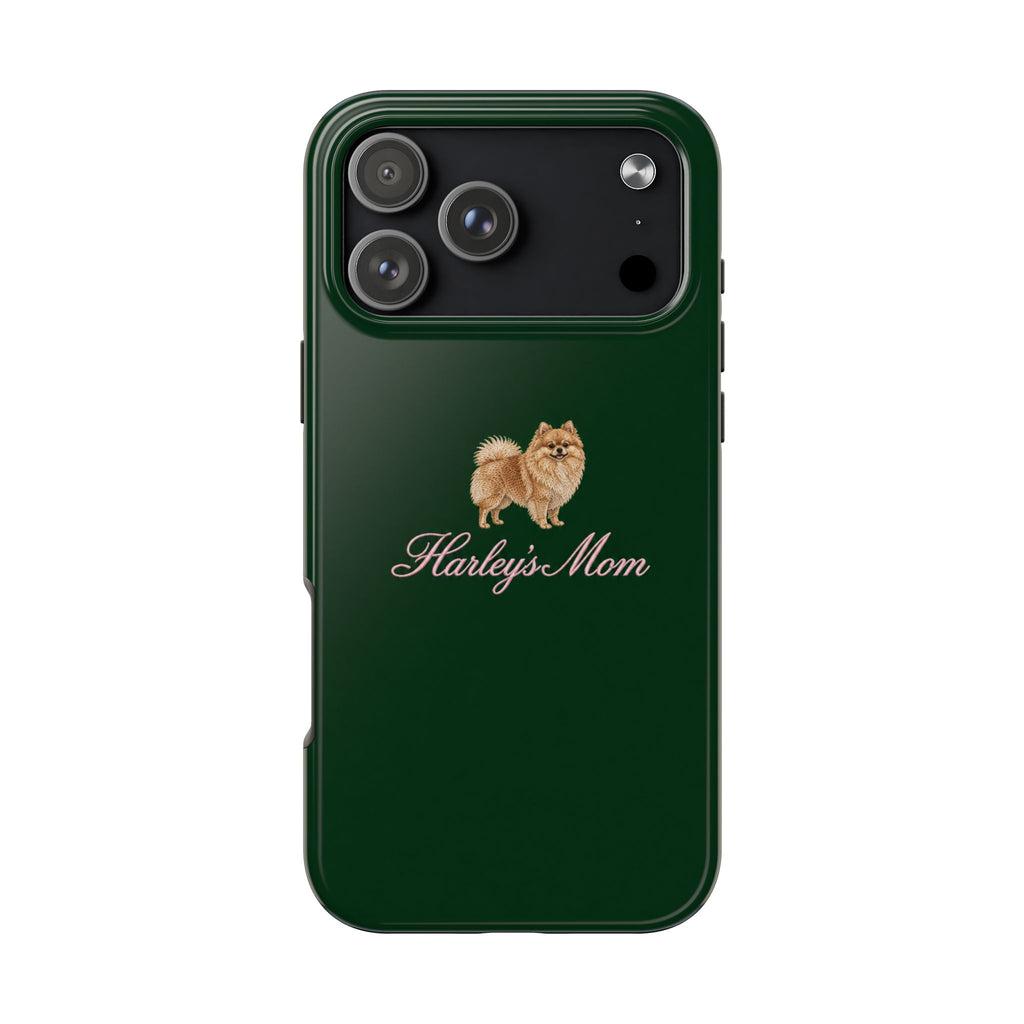 PERSONALIZED GREEN POMERANIAN DOG MOM CUSTOM NAME PHONE CASE