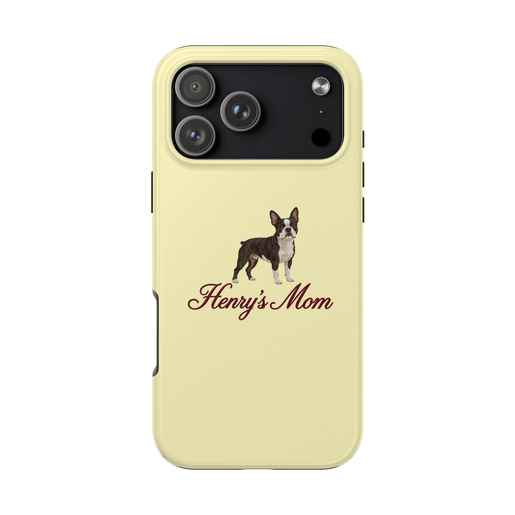PERSONALIZED YELLOW BOSTON TERRIER DOG MOM CUSTOM NAME PHONE CASE