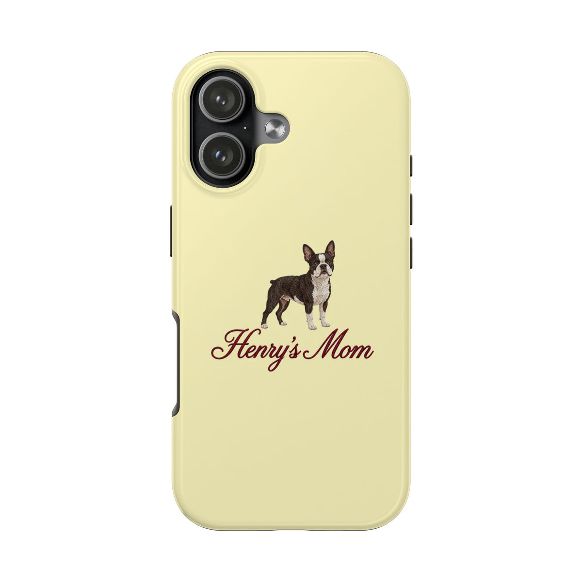 PERSONALIZED YELLOW BOSTON TERRIER DOG MOM CUSTOM NAME PHONE CASE