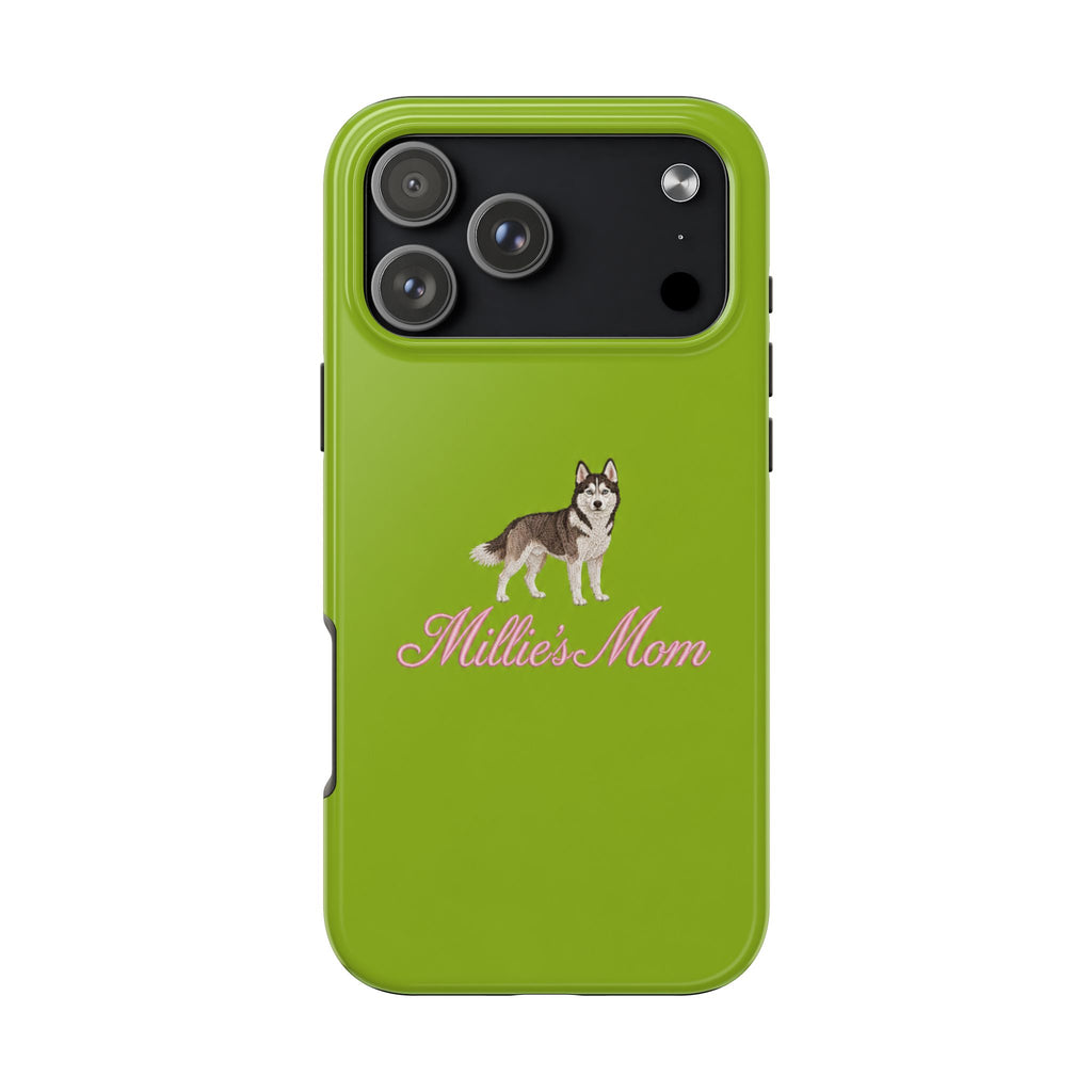 PERSONALIZED LIME GREEN HUSKY DOG MOM CUSTOM NAME PHONE CASE