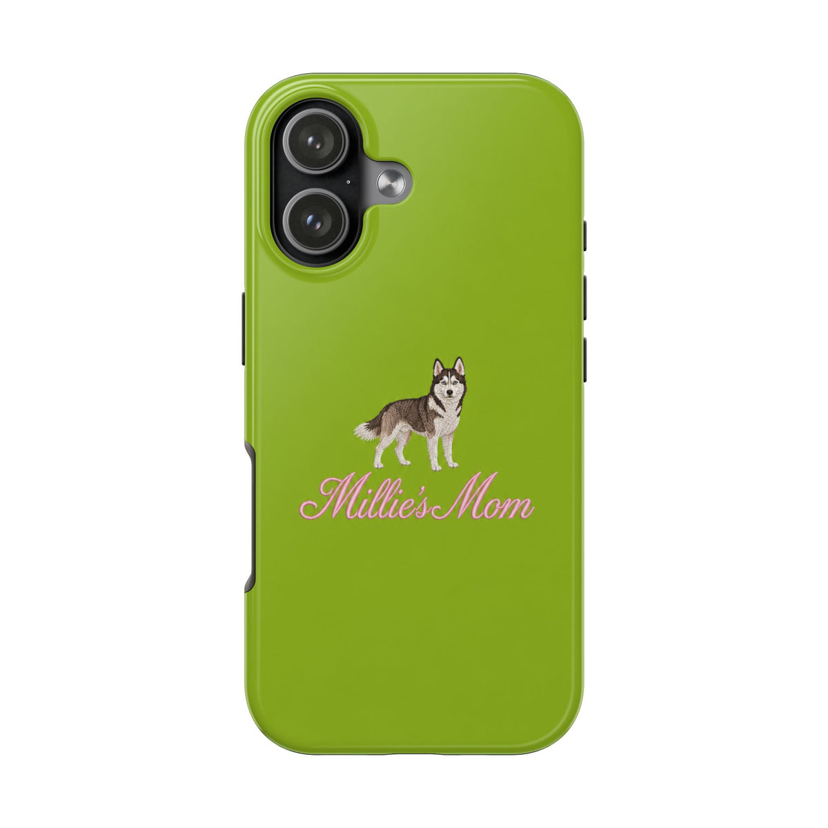 PERSONALIZED LIME GREEN HUSKY DOG MOM CUSTOM NAME PHONE CASE