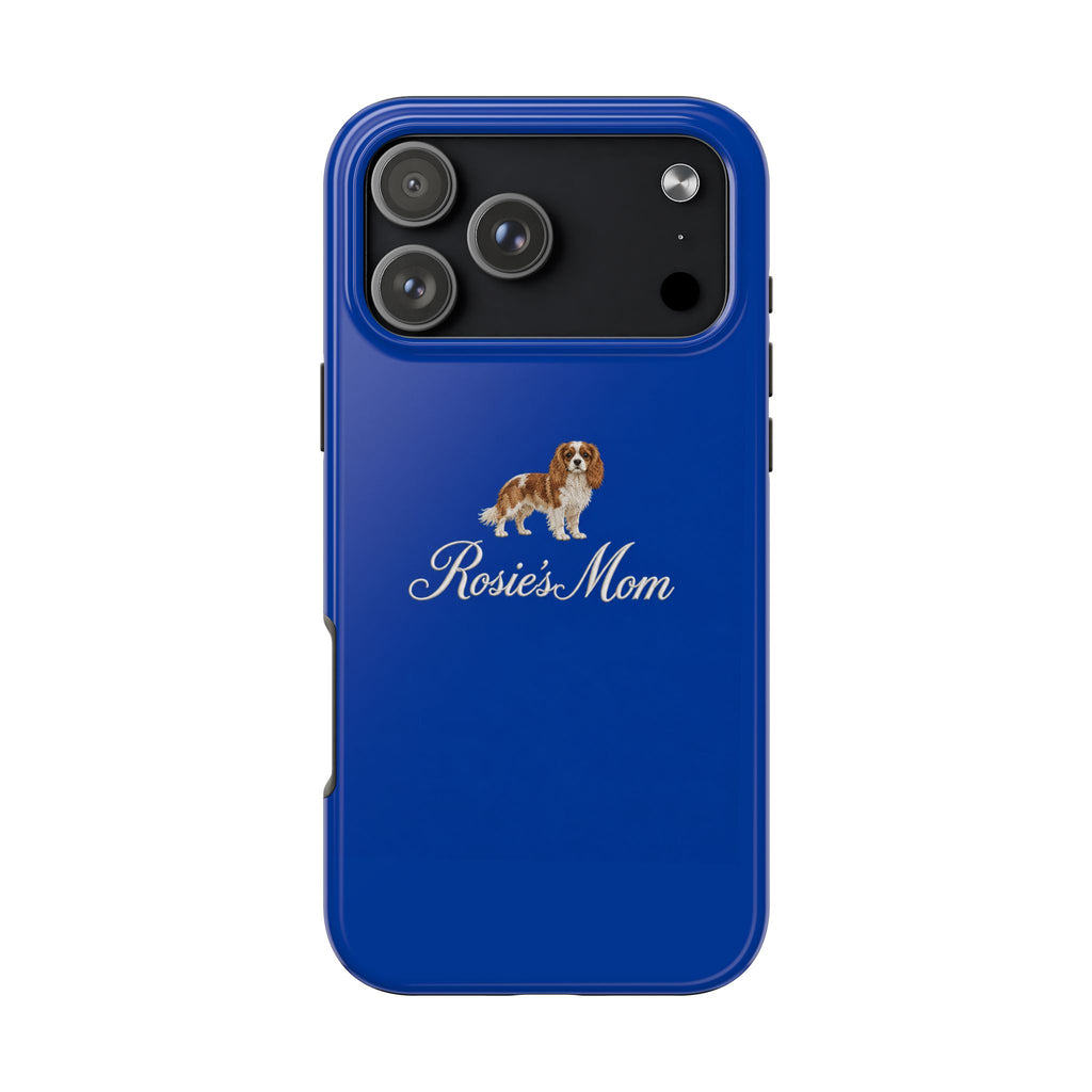 PERSONALIZED ROYAL BLUE CAVALIER DOG MOM CUSTOM NAME PHONE CASE