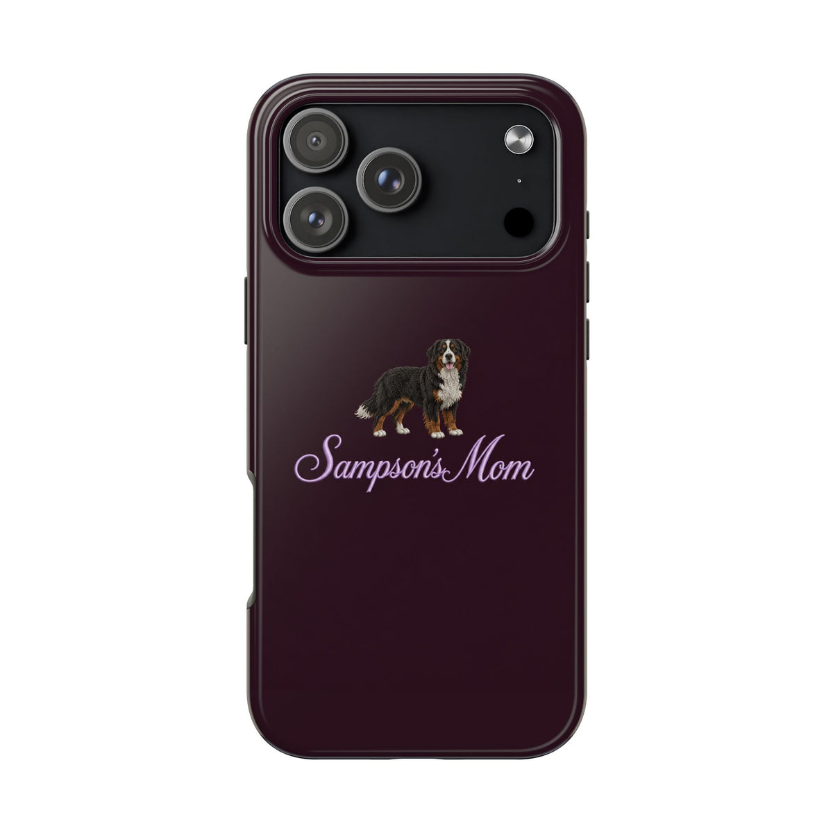 PERSONALIZED PLUM BERNESE DOG MOM CUSTOM NAME PHONE CASE