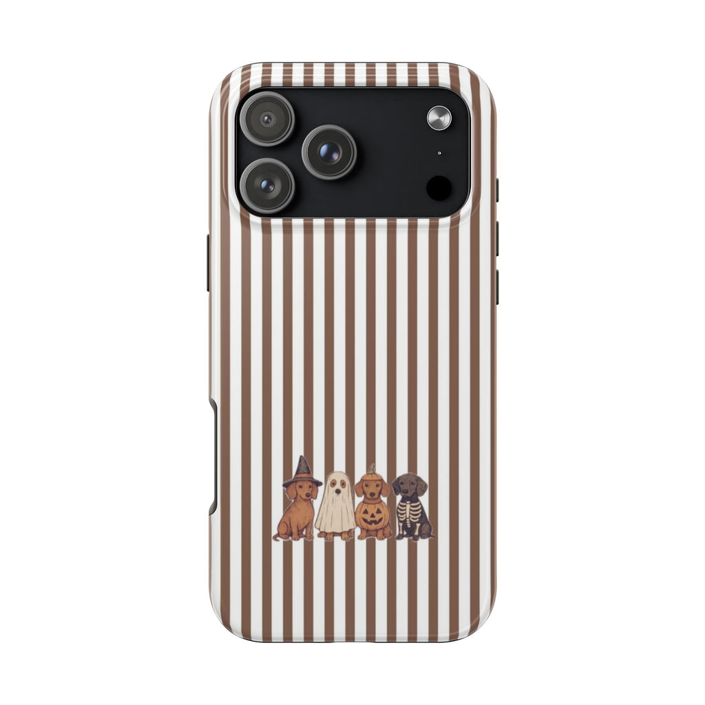 BROWN STRIPES HALLOWEEN DACHSHUND COSTUMES PHONE CASE