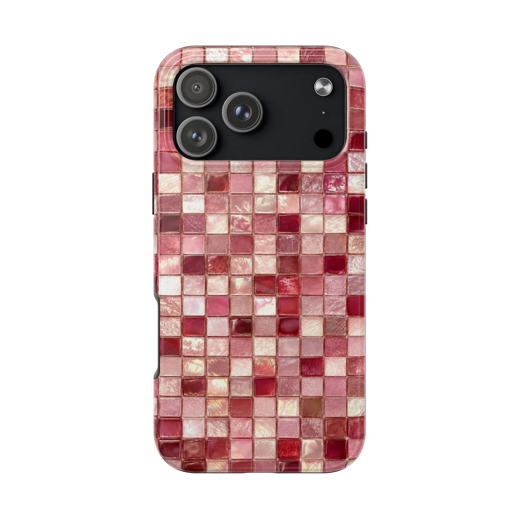 PINK BURGUNDY MOSAIC PHONE CASE