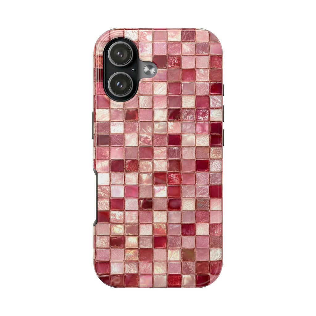 PINK BURGUNDY MOSAIC PHONE CASE
