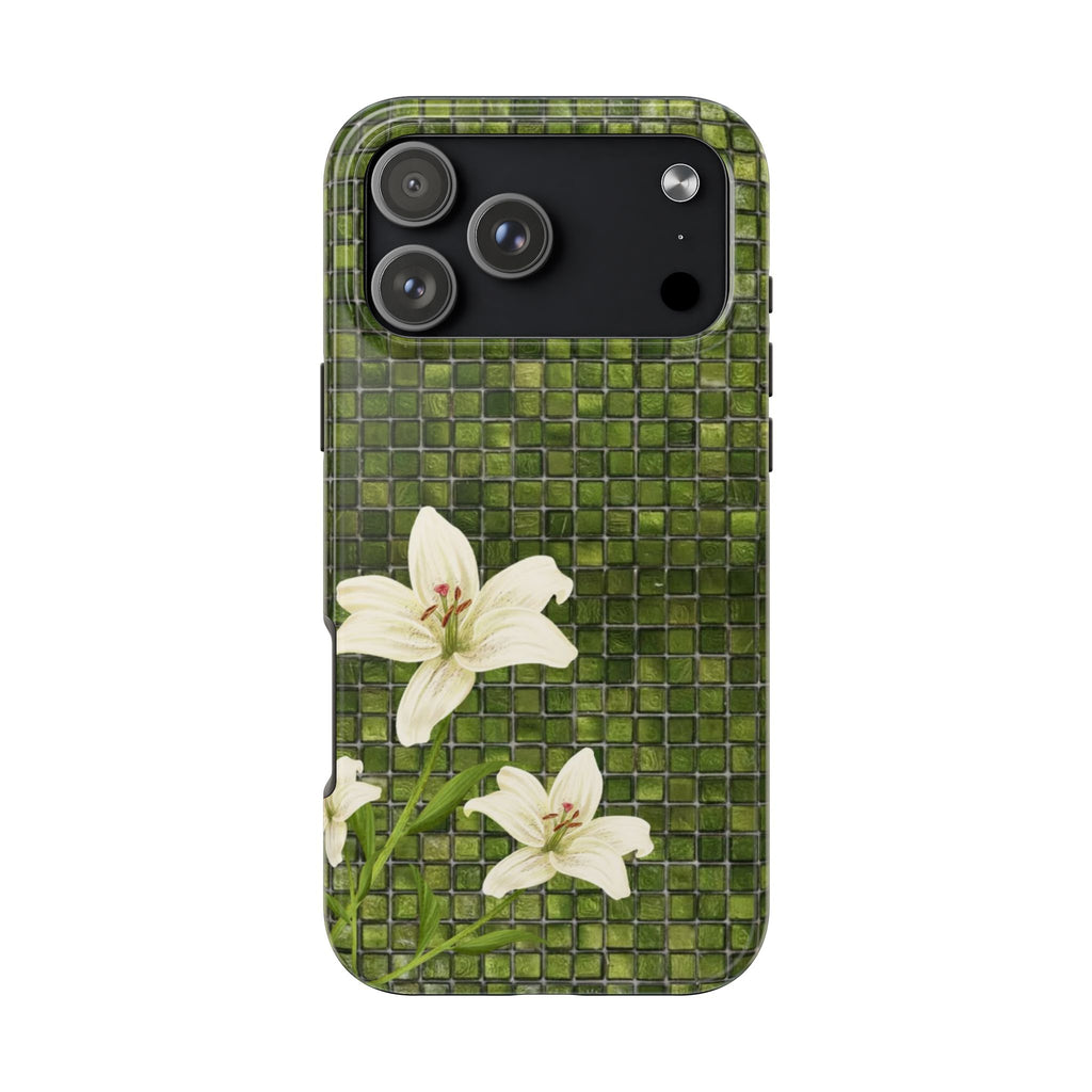 GREEN MOSAIC LILY PHONE CASE