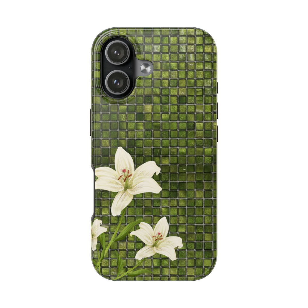 GREEN MOSAIC LILY PHONE CASE
