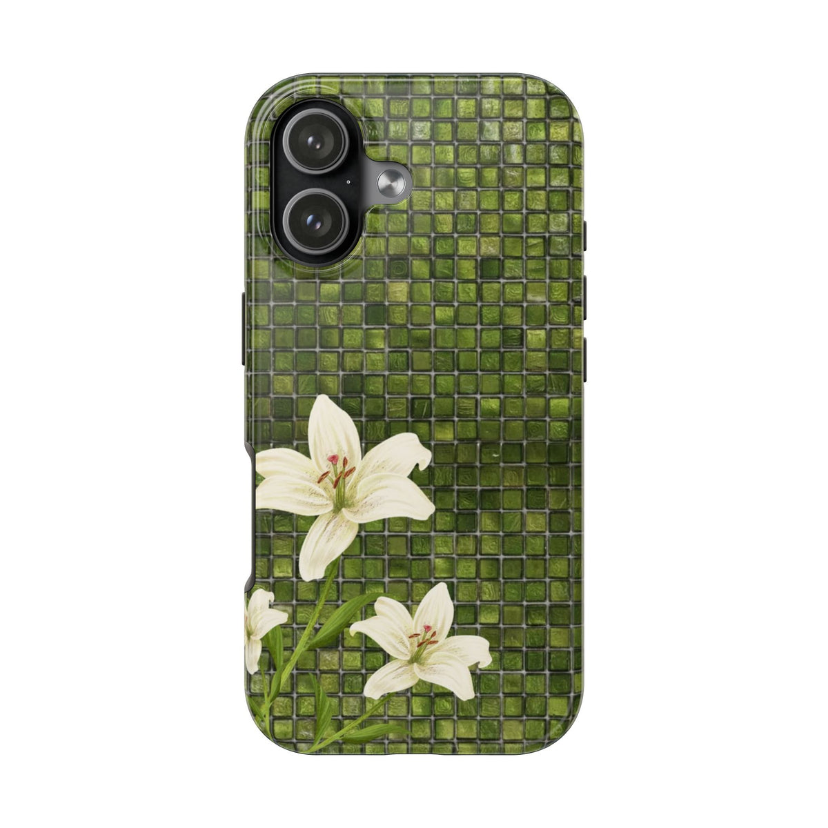 GREEN MOSAIC LILY PHONE CASE