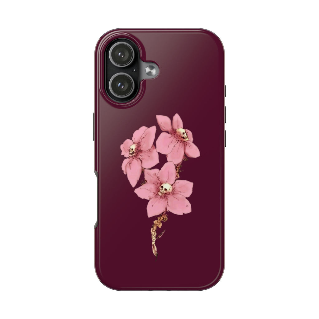 BURGUNDY FLORAL SKELETONS HALLOWEEN PHONE CASE