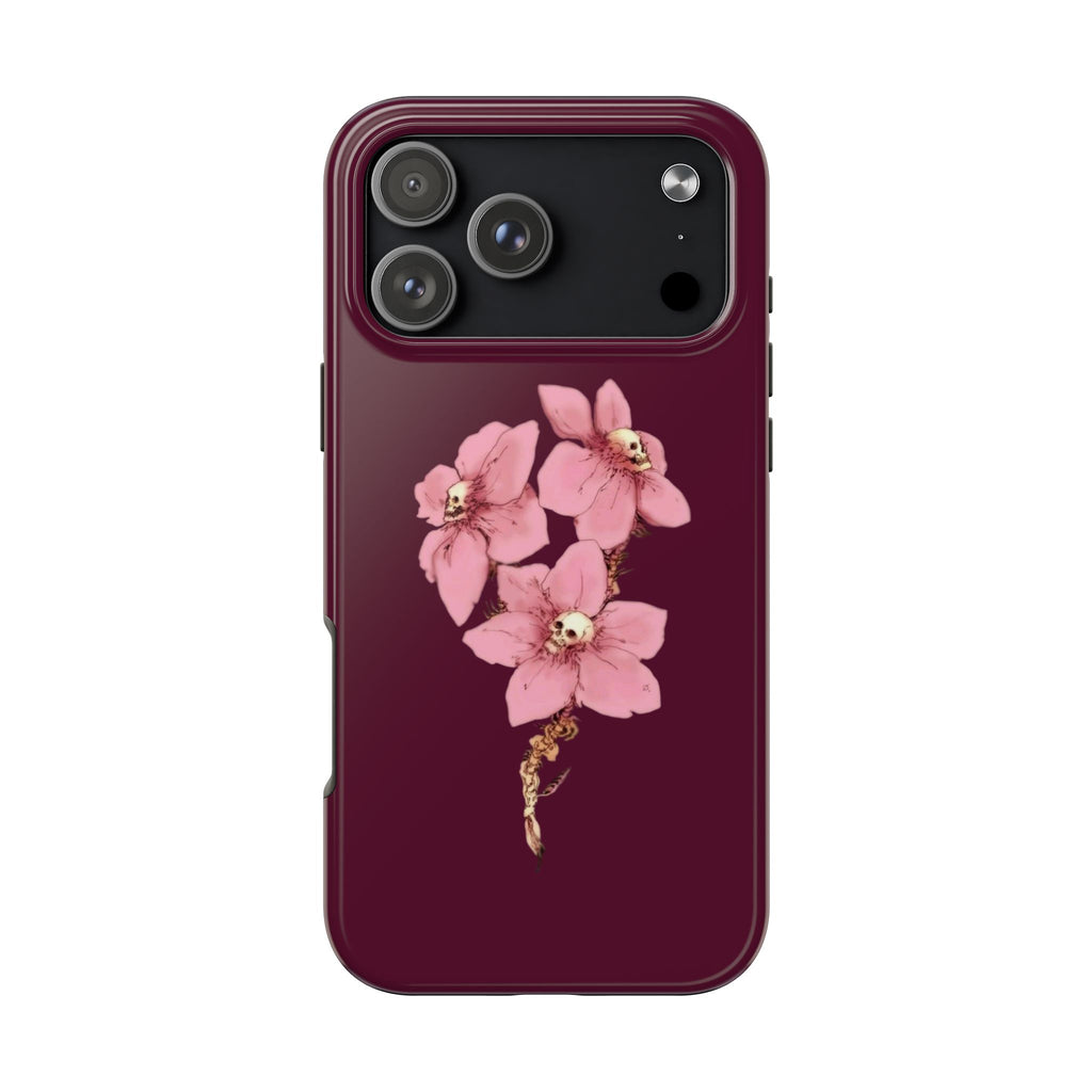 BURGUNDY FLORAL SKELETONS HALLOWEEN PHONE CASE