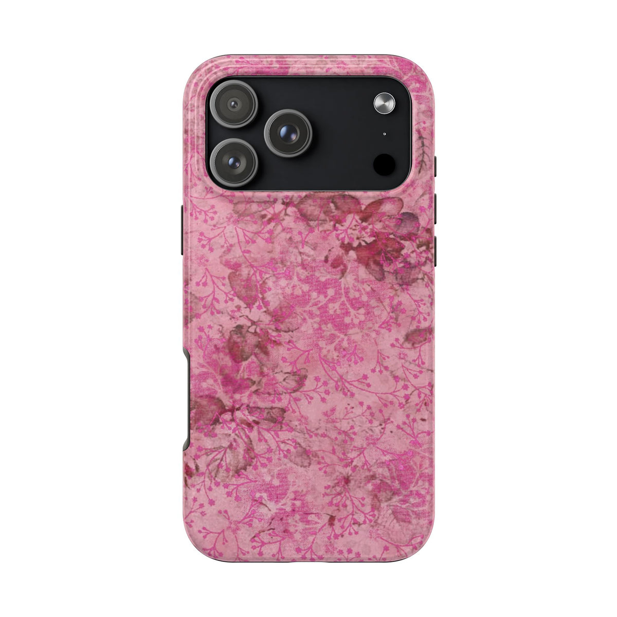 PINK BLOSSOM BURGUNDY FLORAL PHONE CASE