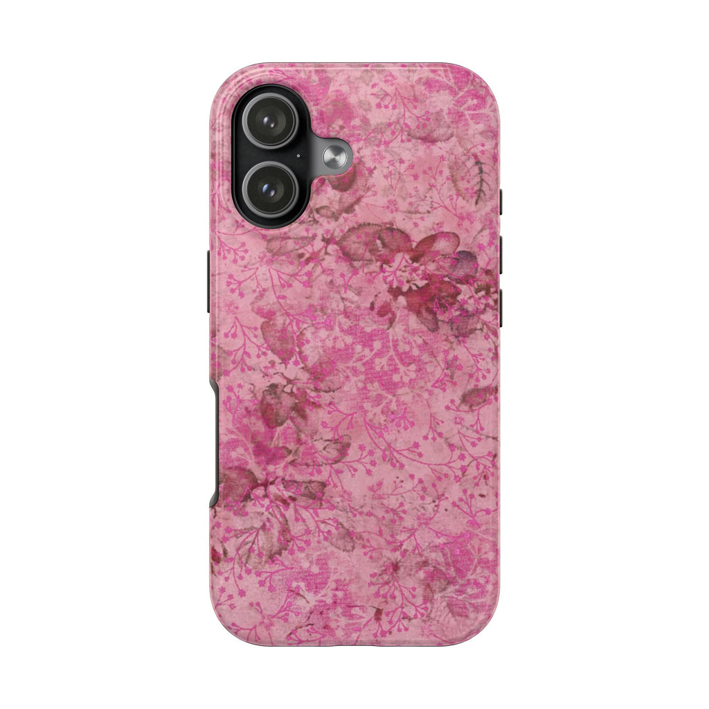 PINK BLOSSOM BURGUNDY FLORAL PHONE CASE
