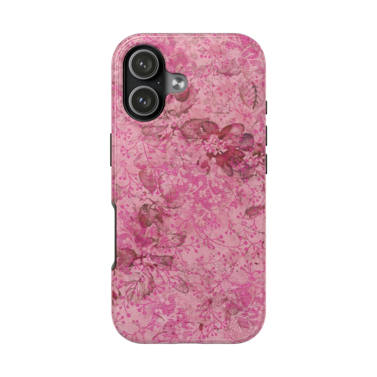 PINK BLOSSOM BURGUNDY FLORAL PHONE CASE