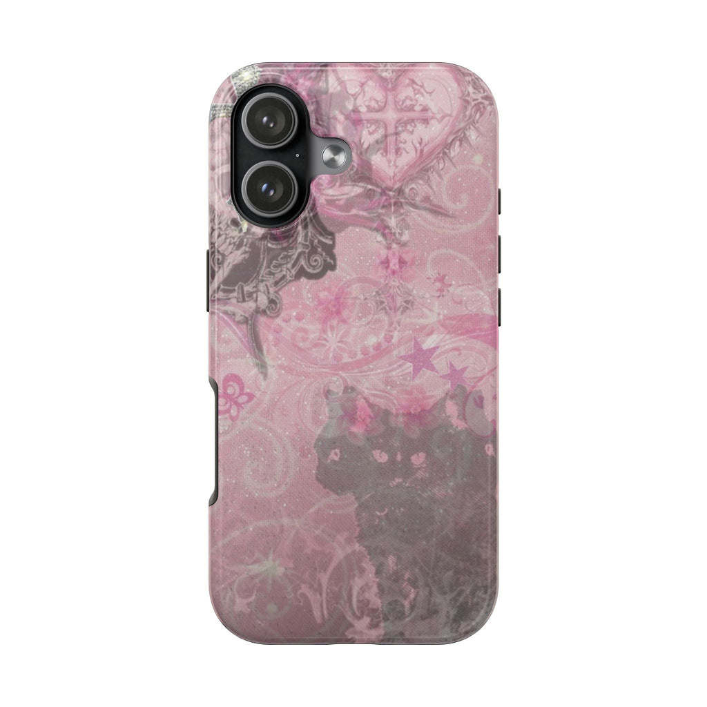 PINK WHIMSY HALLOWEEN BLACK CAT PHONE CASE