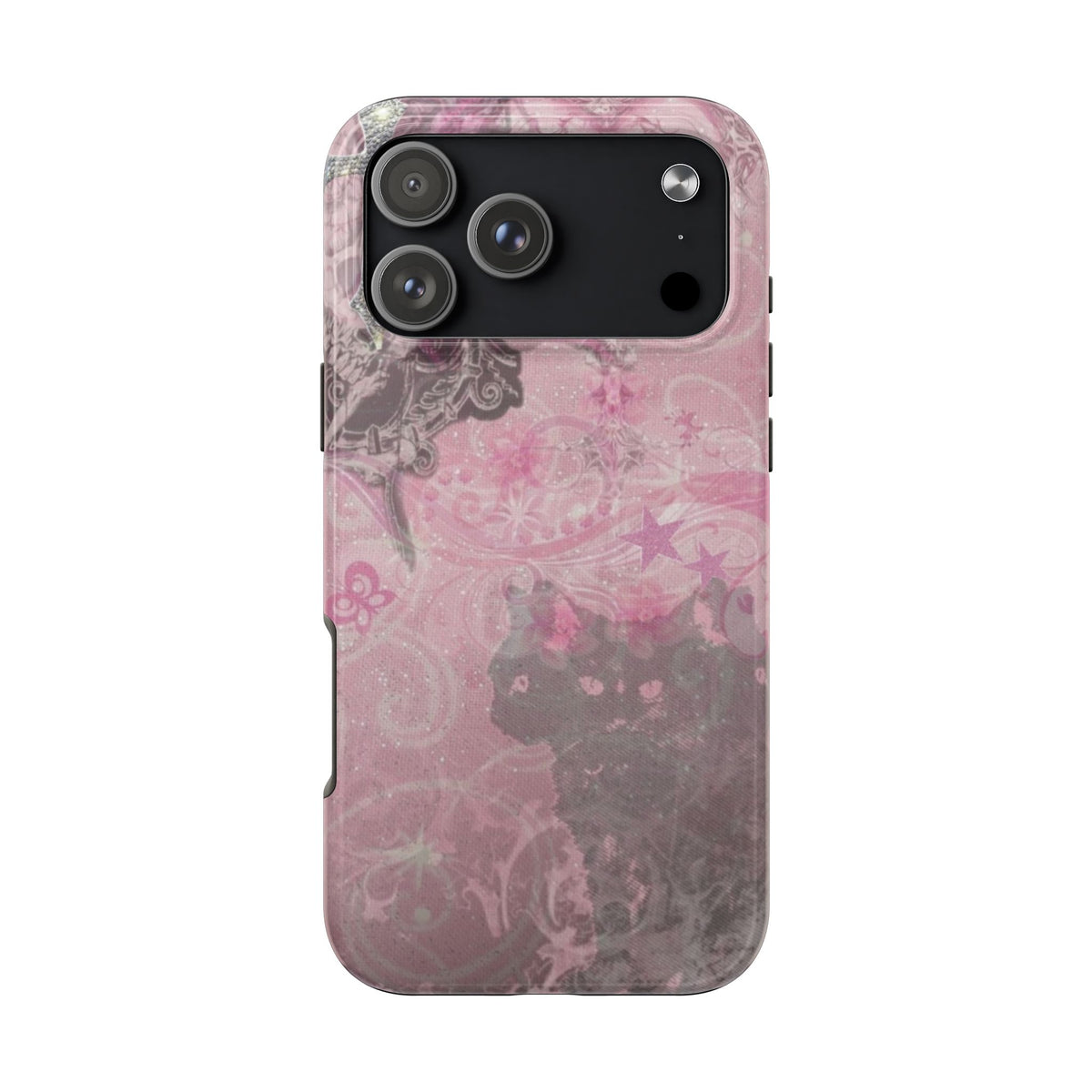 PINK WHIMSY HALLOWEEN BLACK CAT PHONE CASE