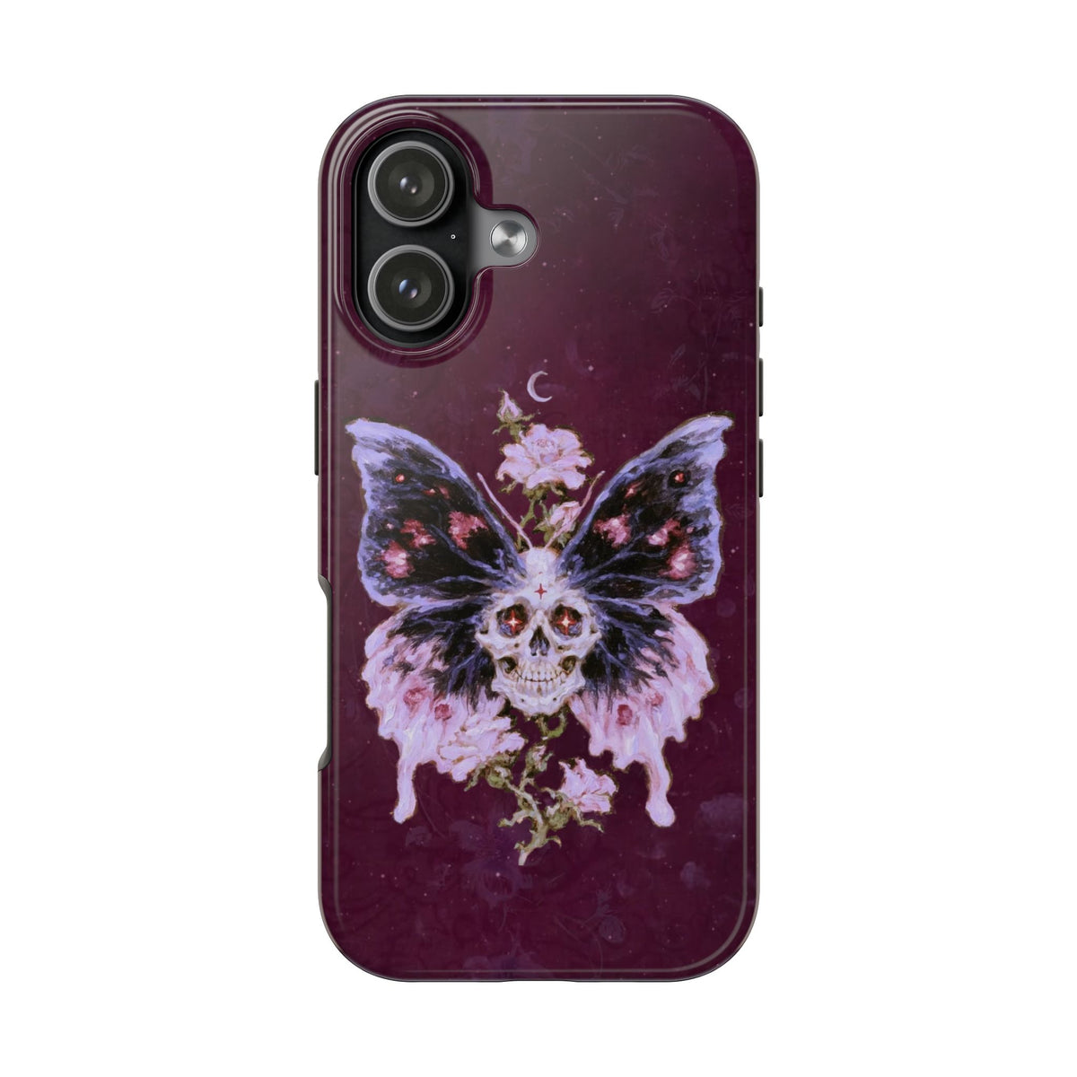 BURGUNDY BUTTERFLY SKULL HALLOWEEN PHONE CASE