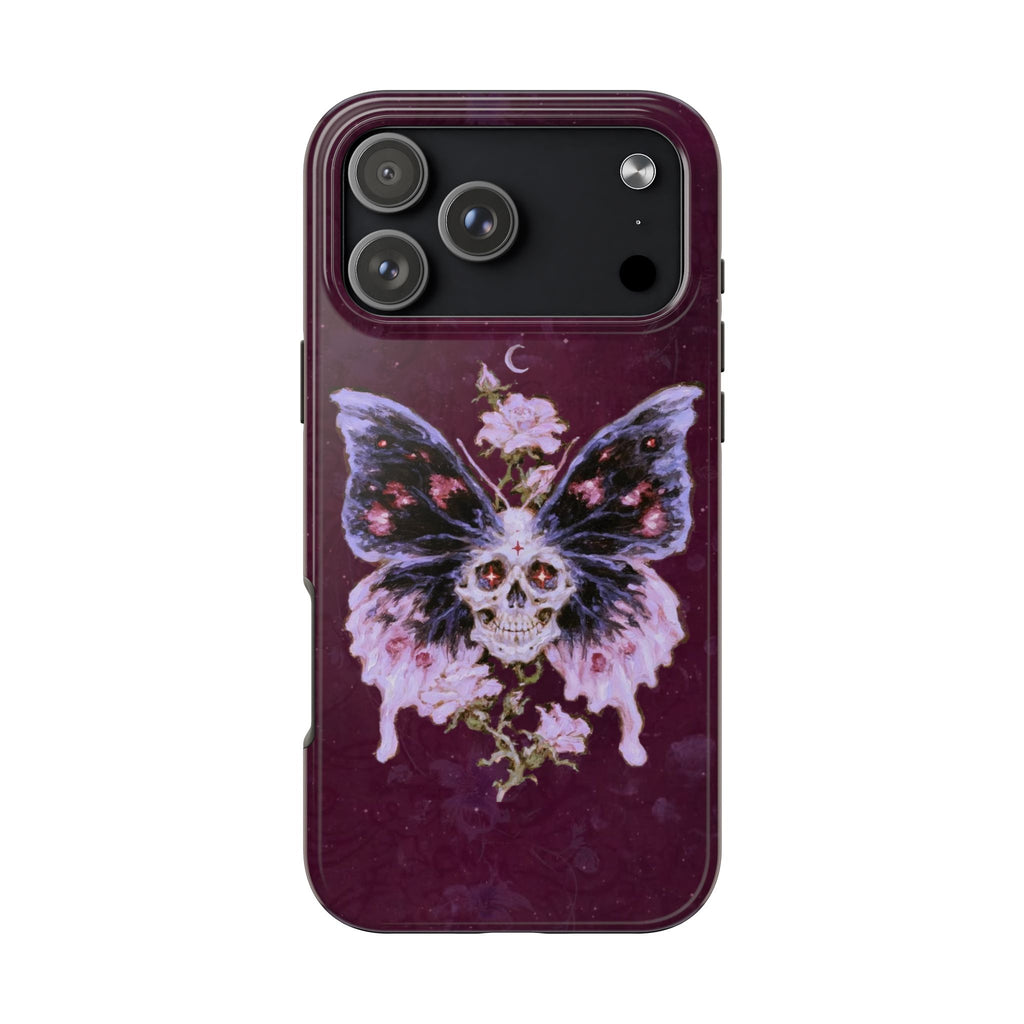 BURGUNDY BUTTERFLY SKULL HALLOWEEN PHONE CASE